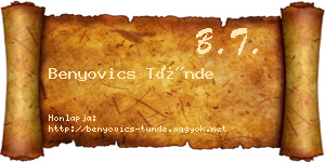 Benyovics Tünde névjegykártya
